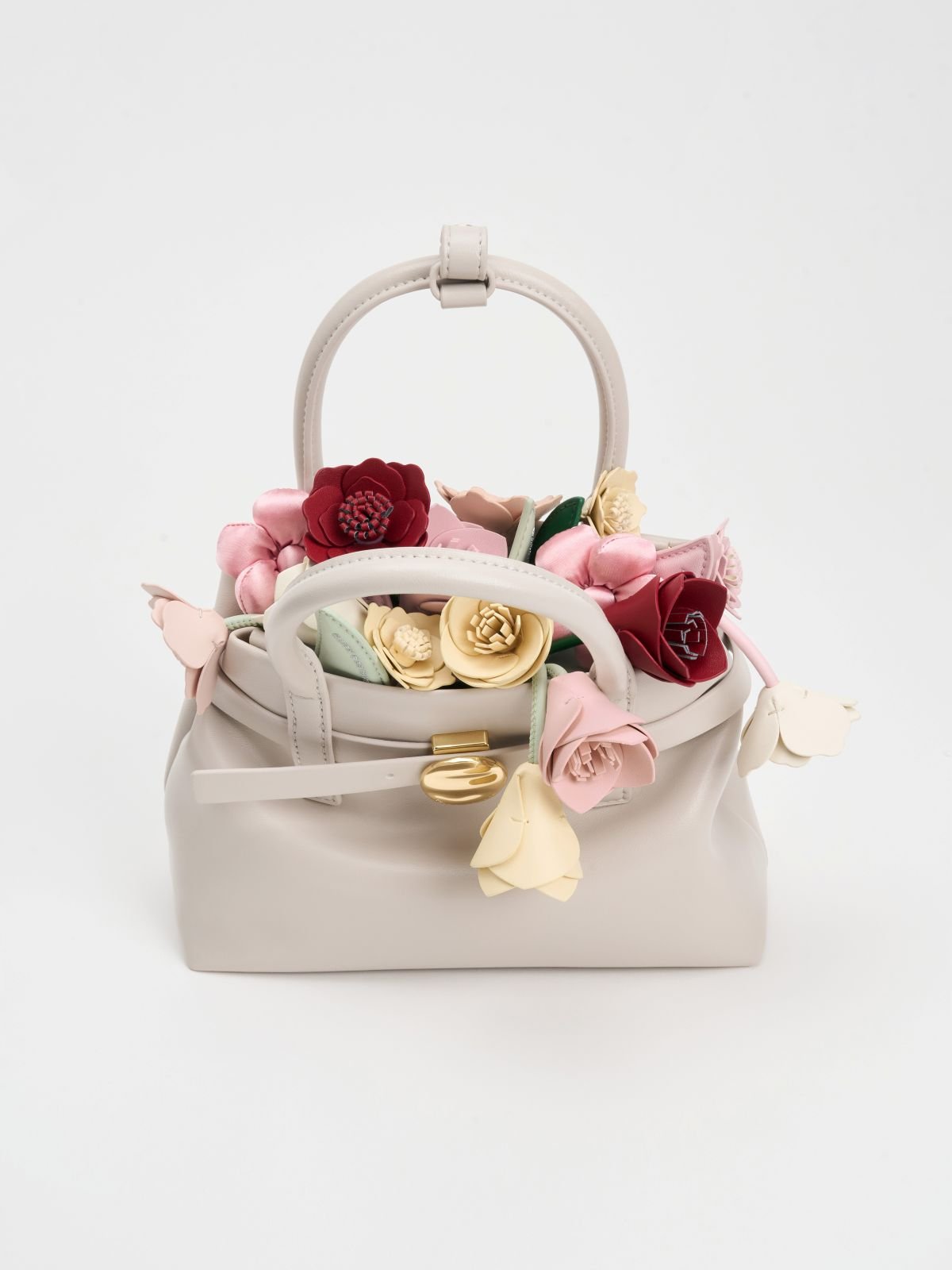 Shell Grey Mini Behn Belted Tote Bag - CHARLES & KEITH