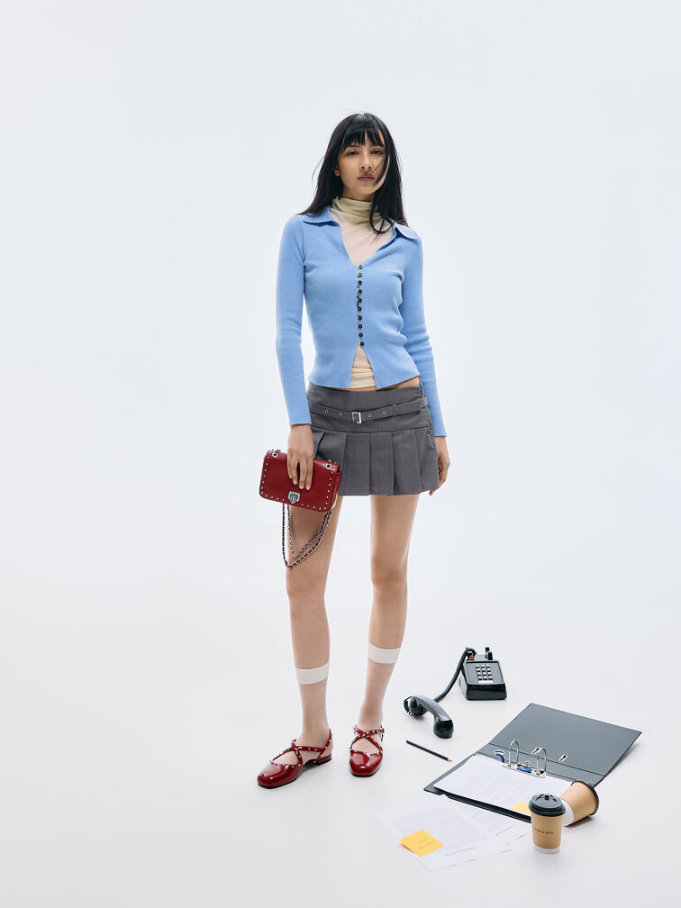 Red flats paired with the matching Arwen studded bag for a refined, coordinated look.