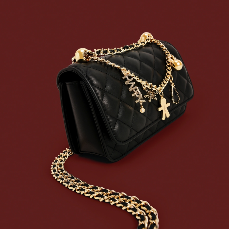 Women’s chain strap shoulder bag and houndstooth-print step-back oxford pumps - CHARLES & KEITH