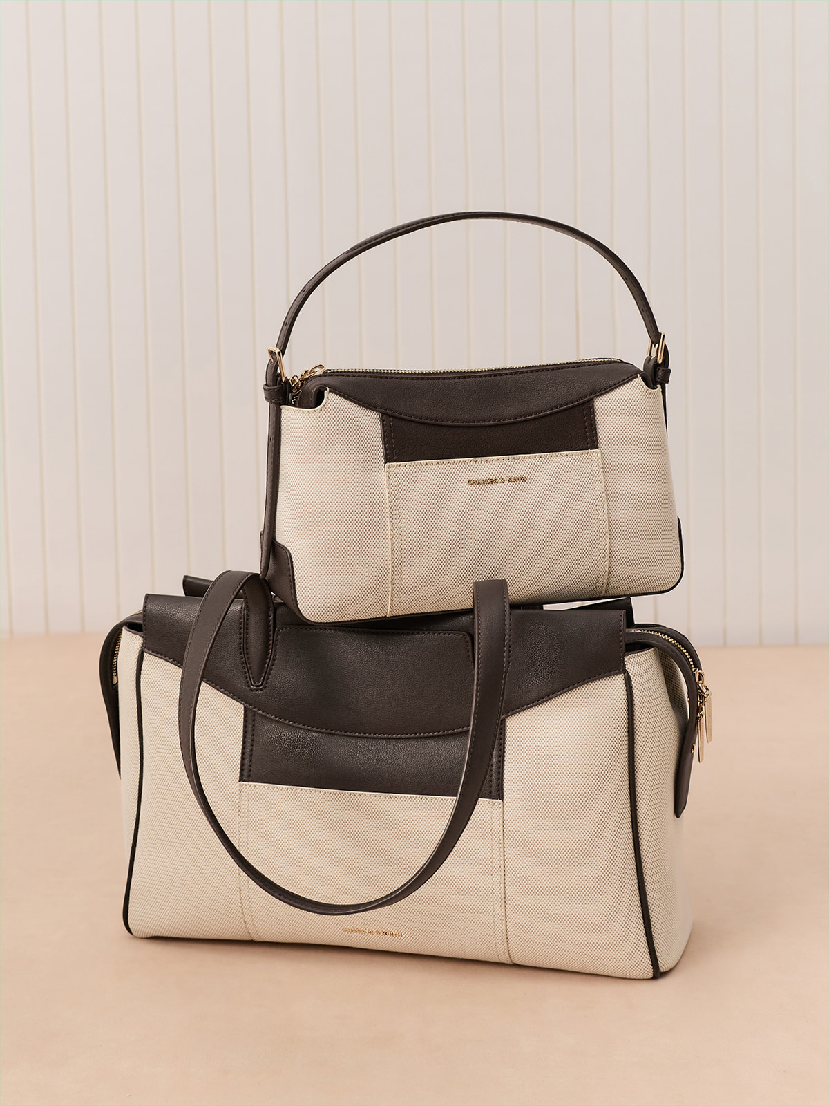 Espresso Brown Roan Canvas Top Handle Bag - CHARLES & KEITH
