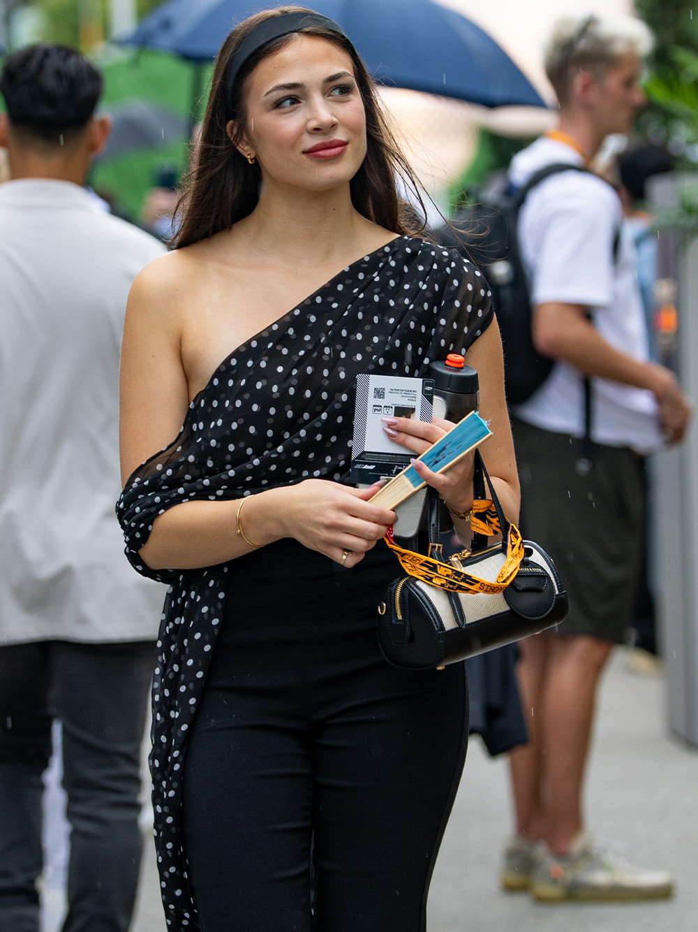 Women's Enola canvas two-tone bowling bag in black, as seen on Eliska Babickova - CHARLES & KEITH