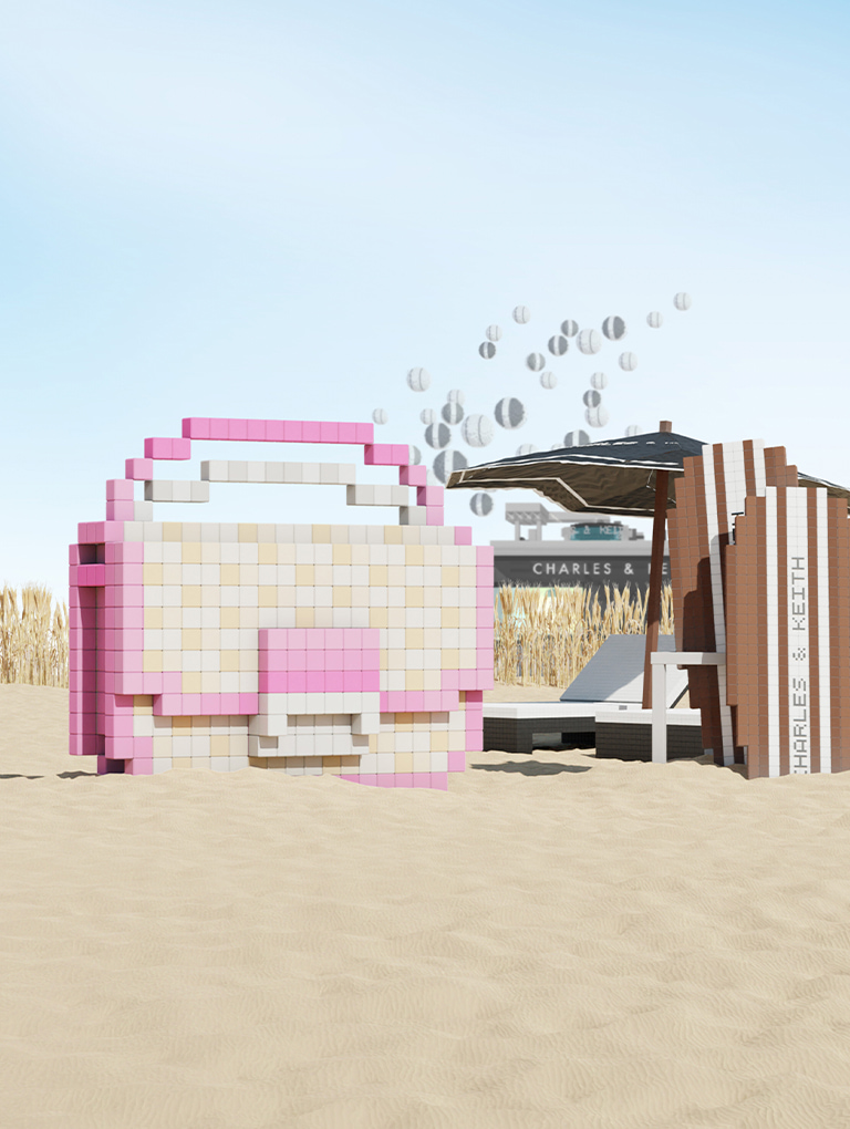 Women’s Charlot raffia chain strap bag in pink in The Sandbox - CHARLES & KEITH