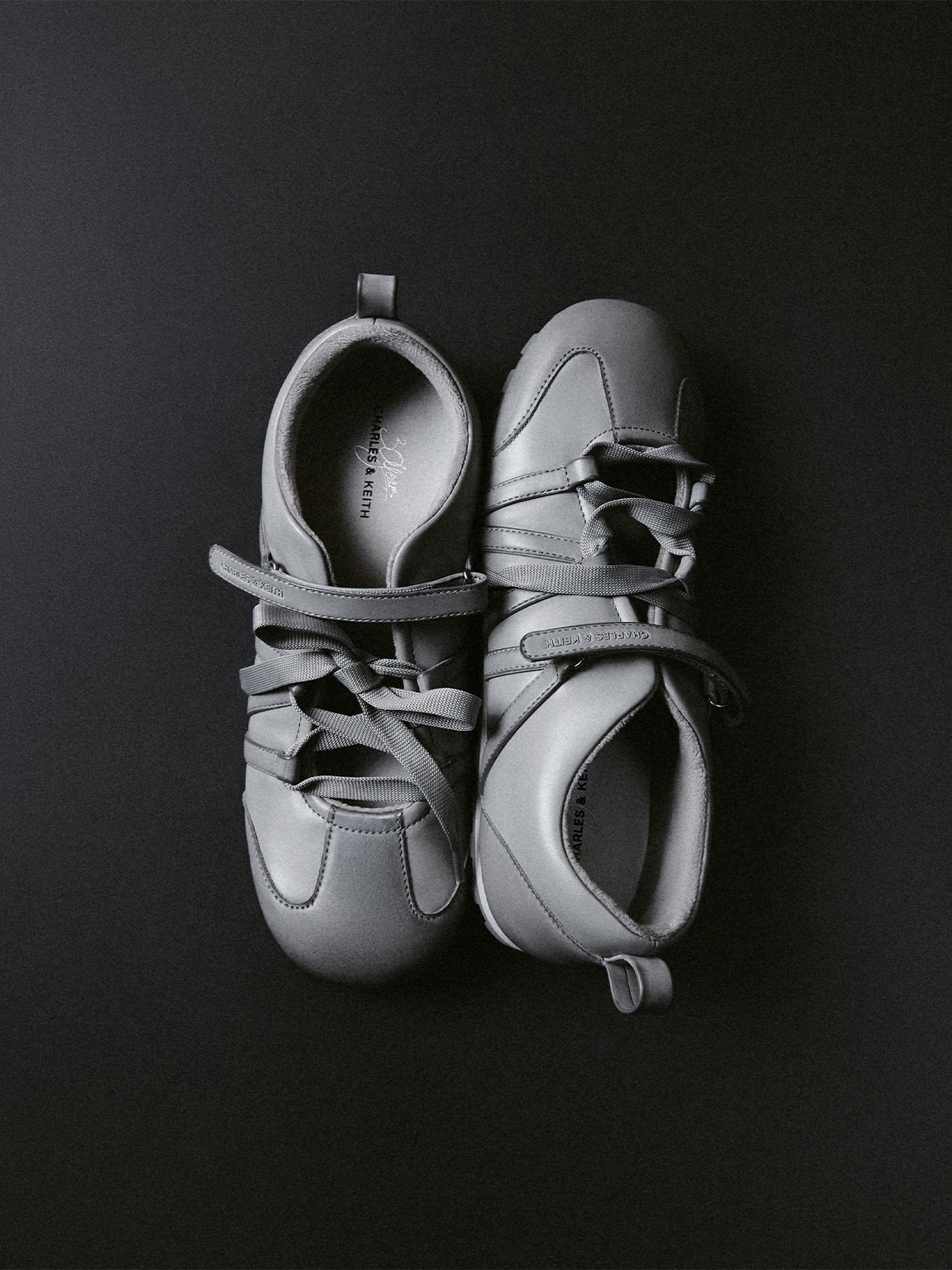 Light Grey Silko Burnished Ballet Sneakers - CHARLES & KEITH