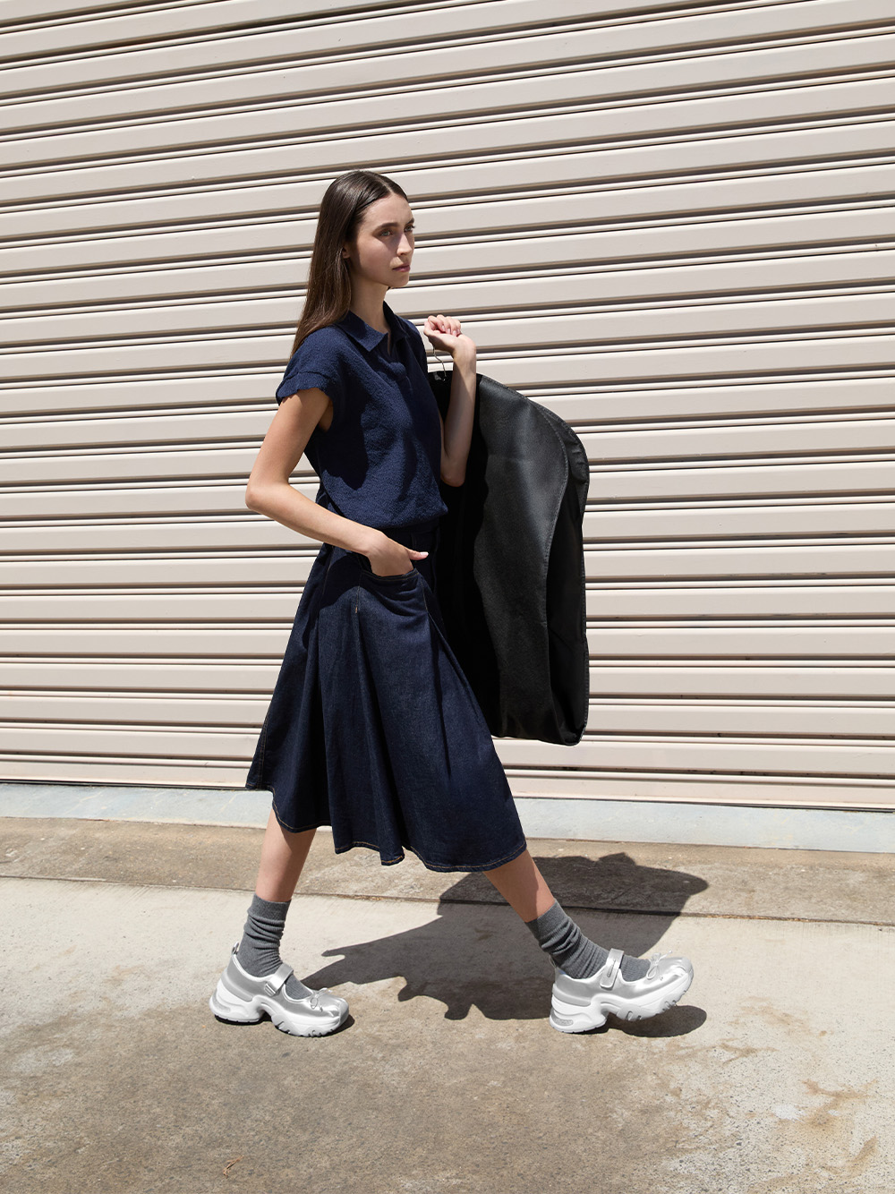 Women’s satin bow two-tone Mary Jane sneakers in silver - CHARLES & KEITH