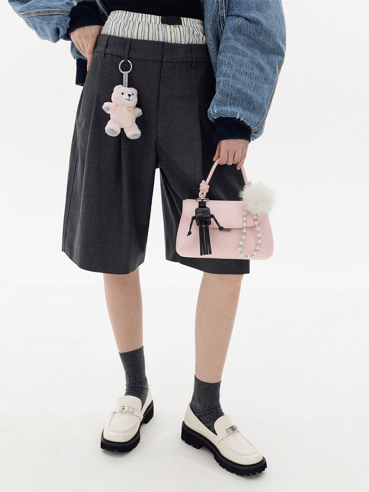 Cream Pearl Beaded-Strap Furry Ball Charm – CHARLES & KEITH