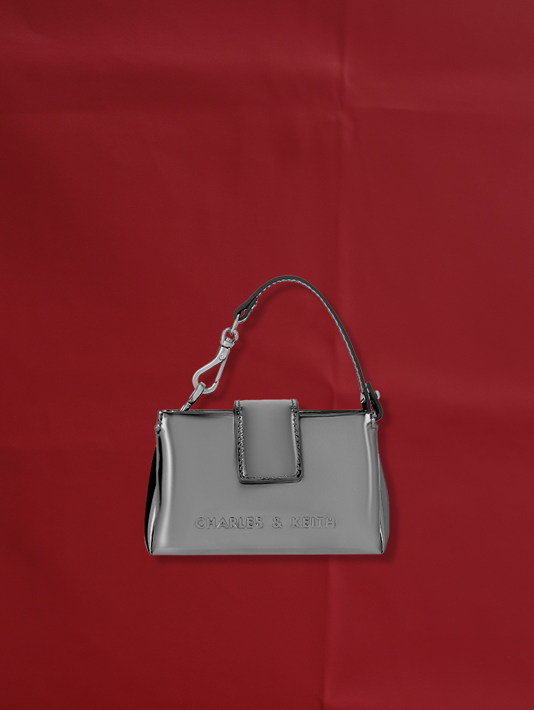 Women’s Bosie Metallic Top Handle Pouch in pewter