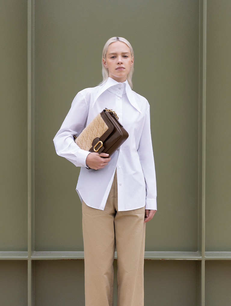 Women’s Daki quilted-fur shoulder bag in multi - CHARLES & KEITH