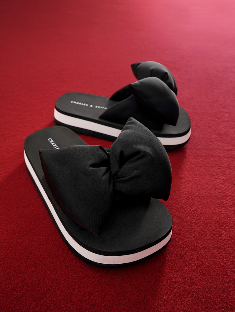 Women’s puffy bow slides  - CHARLES & KEITH