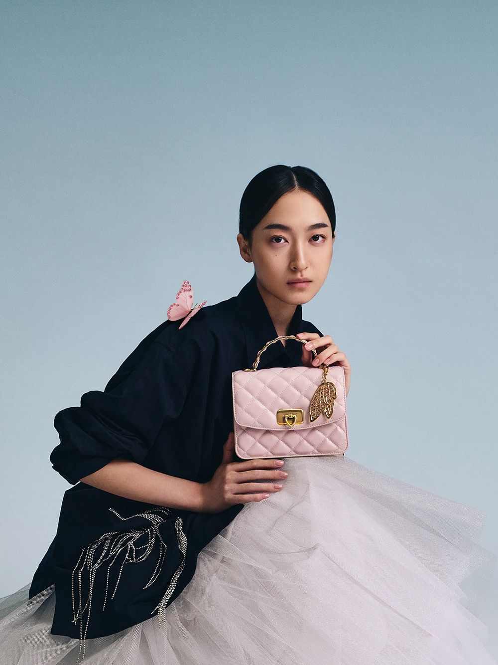 Gift Set: Cressida Quilted Top Handle Bag With Bag Charms - CHARLES & KEITH