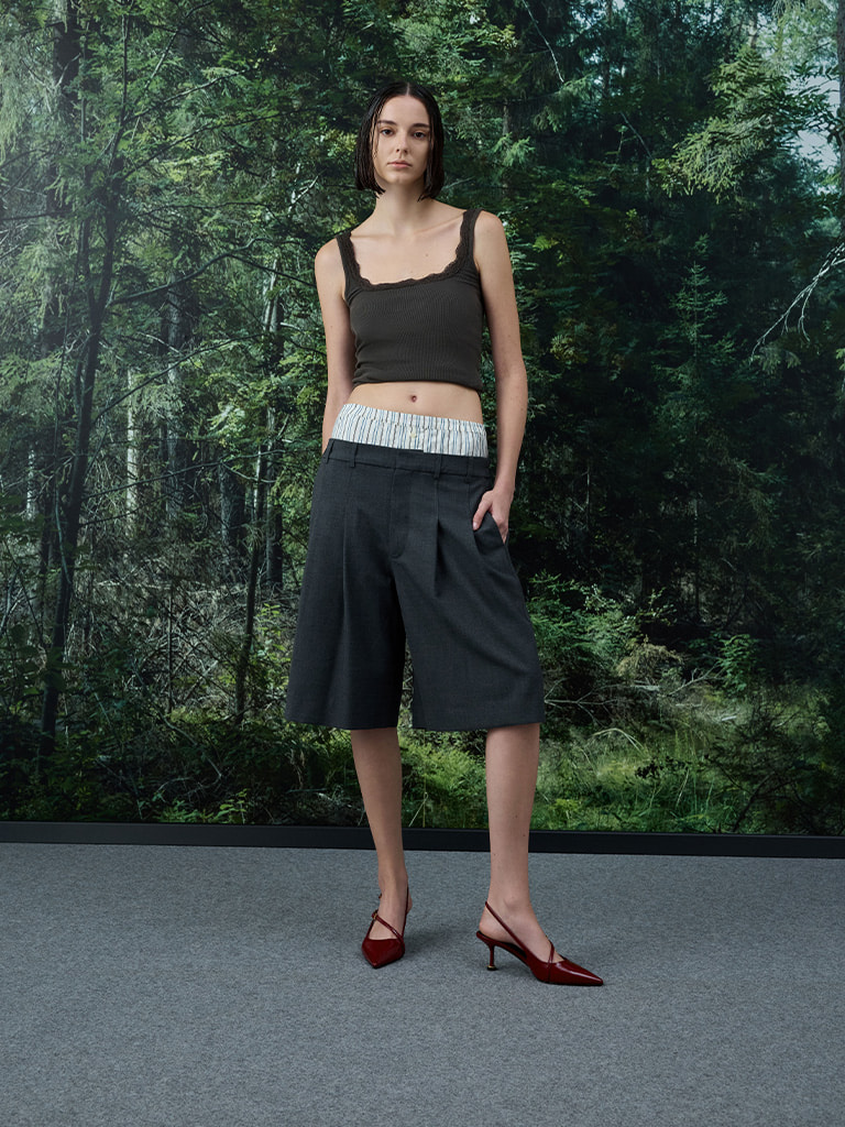 Patent Buckled Sculptural-Heel Slingback Pumps in red — CHARLES & KEITH