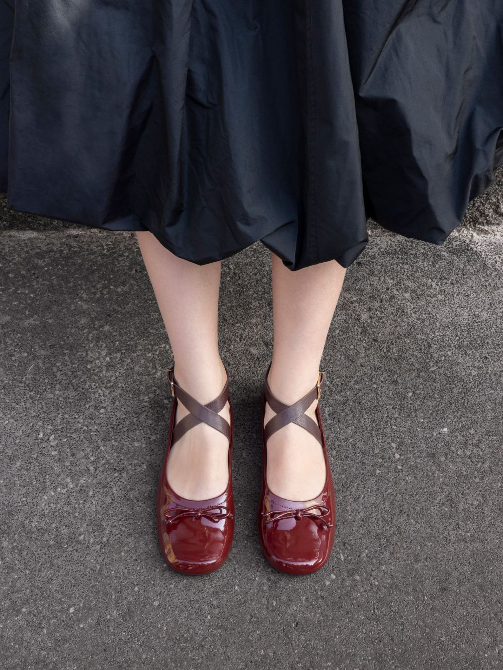 Women’s Maroon Margot Patent Ballerinas - CHARLES & KEITH
