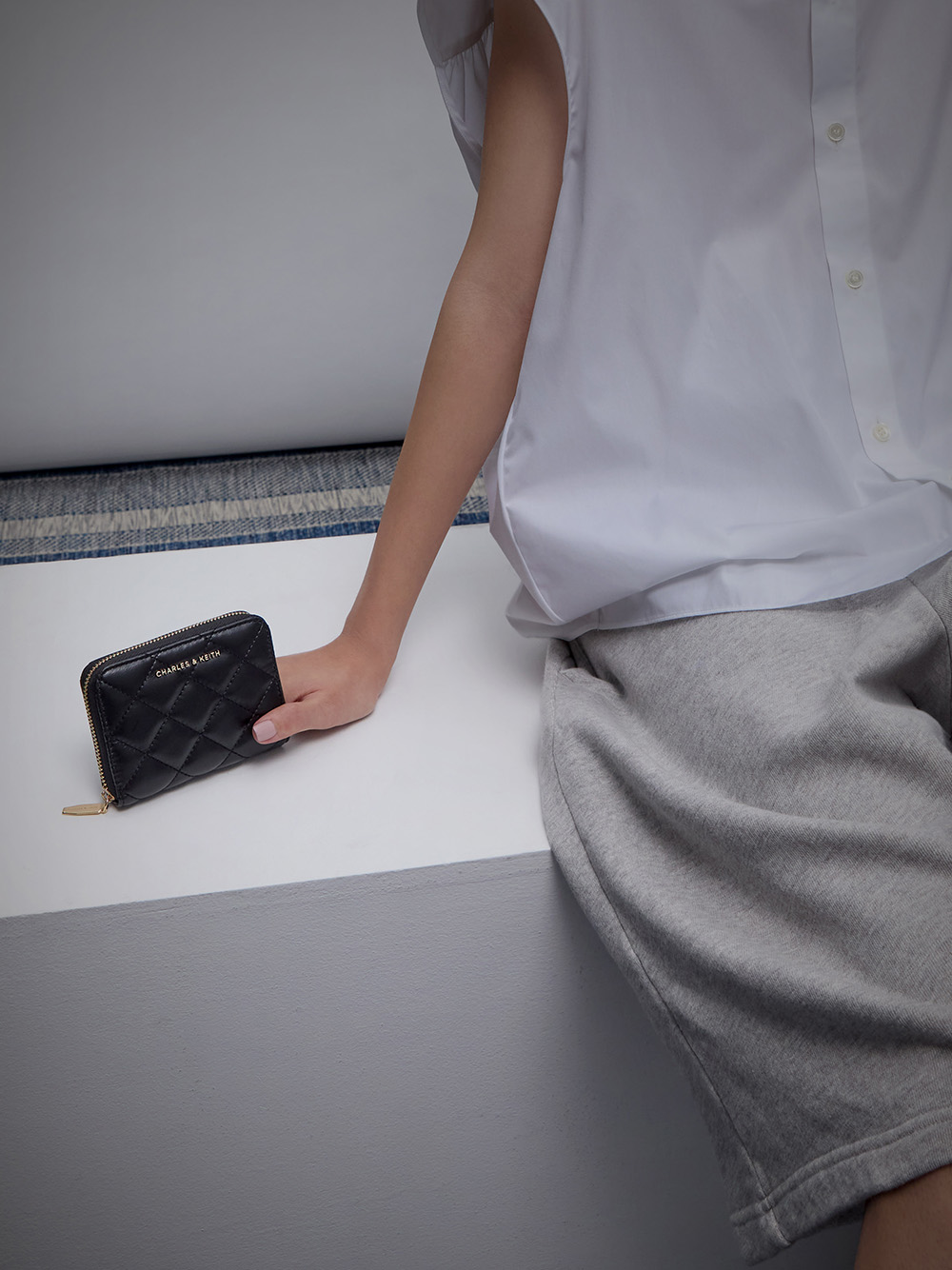 Women’s Alva quilted zip-around wallet in black - CHARLES & KEITH