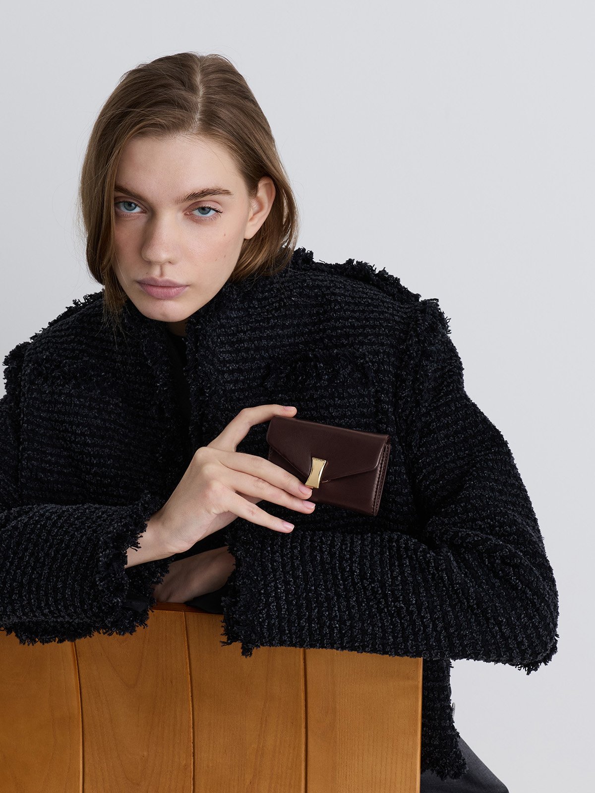 Burgundy Micro Janie Quilted Chain-Handle Boxy Pouch - CHARLES & KEITH