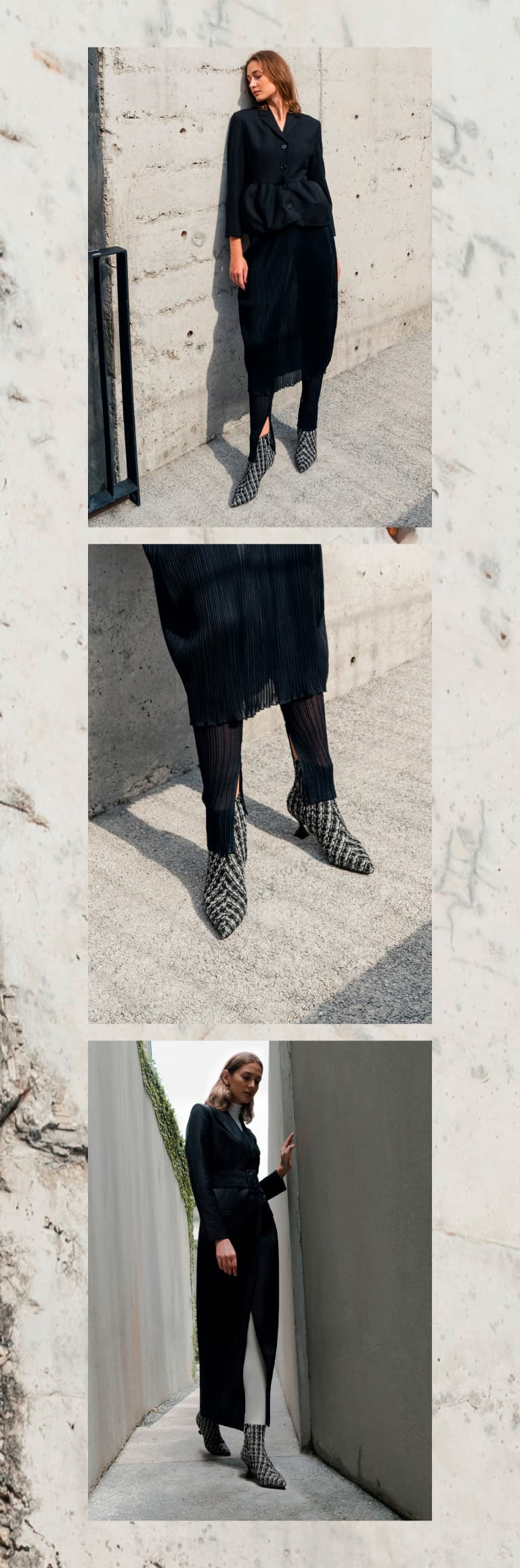 Women’s tweed sculptural heel ankle boots (collage) – CHARLES & KEITH