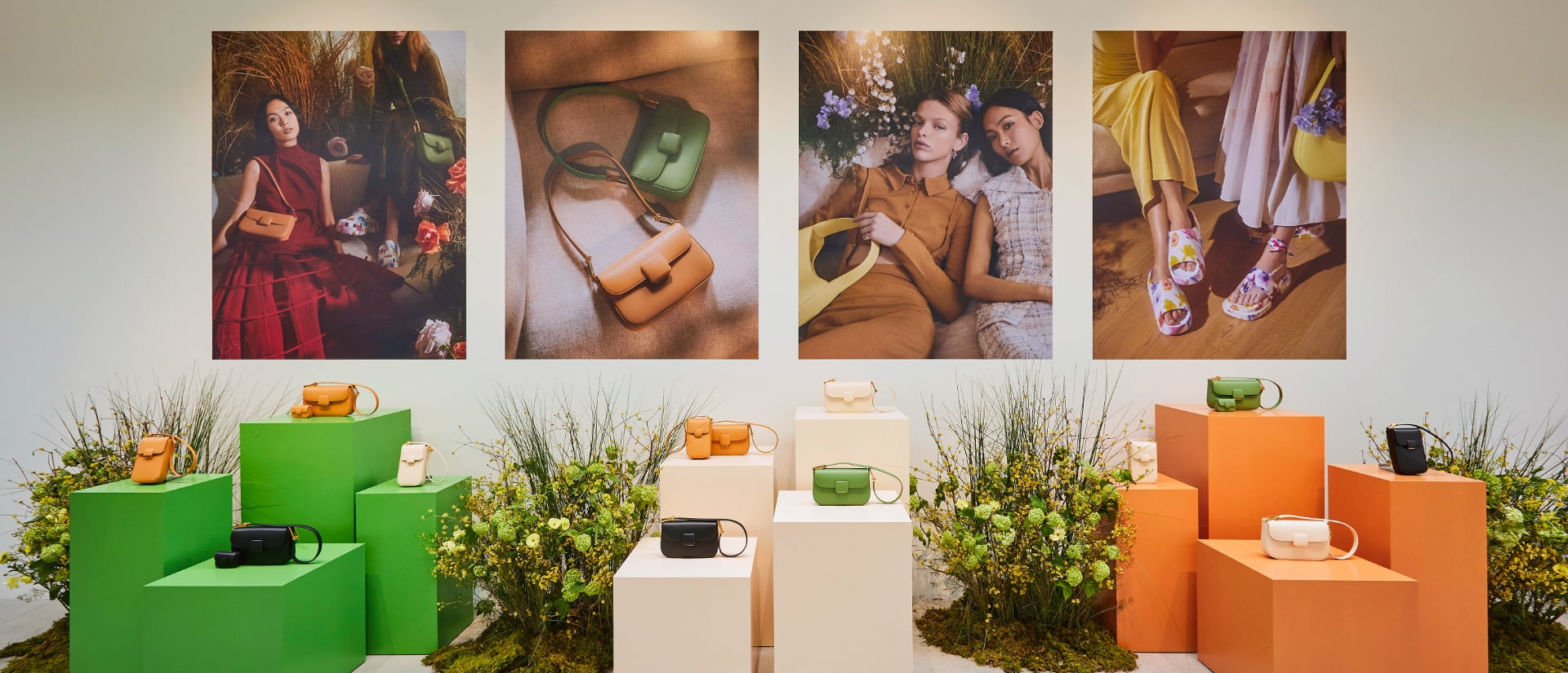 Product display at CHARLES & KEITH’s ‘Blooming Spring’ launch event in Seoul, Korea