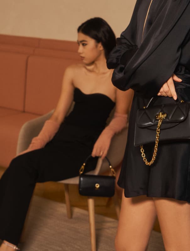 Women’s small quilted chain detail top handle bag, small top handle bag with gold hardware – CHARLES & KEITH