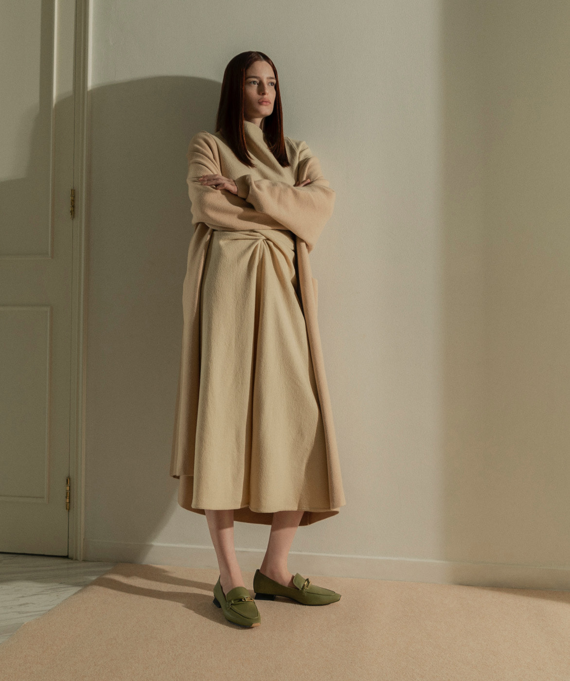 Women’s embellished leather loafers in green – CHARLES & KEITH