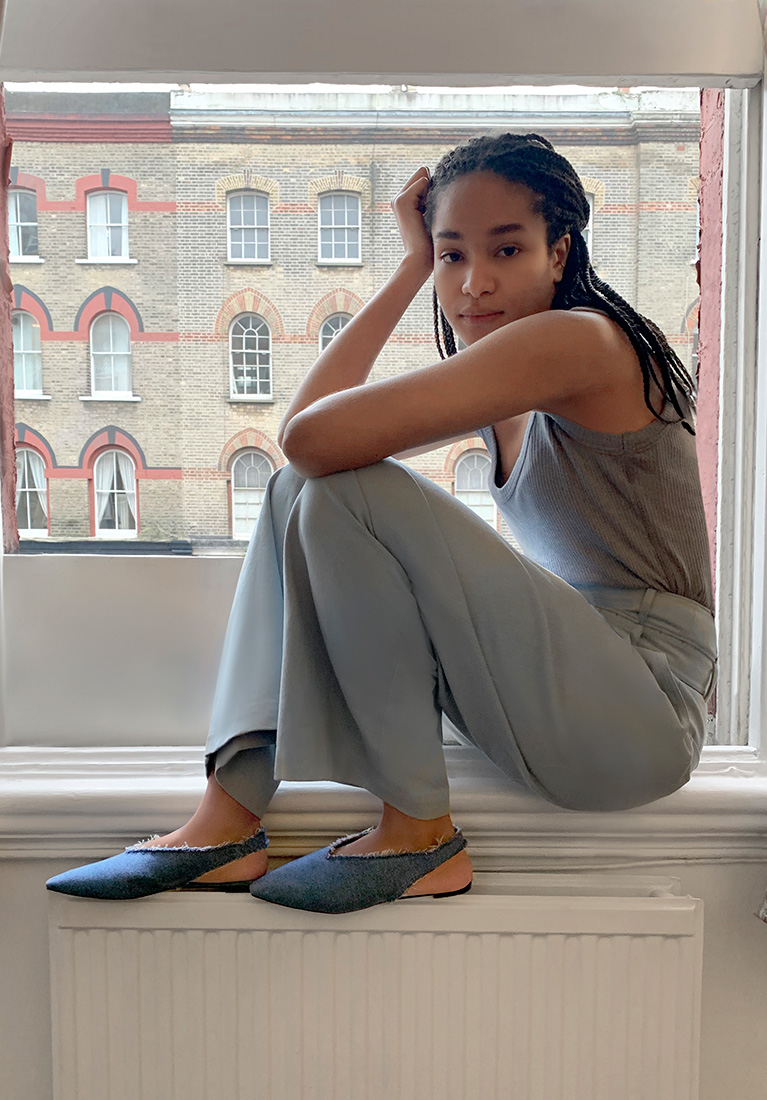 Women’s textured pointed toe slingback ballerinas in blue – CHARLES & KEITH