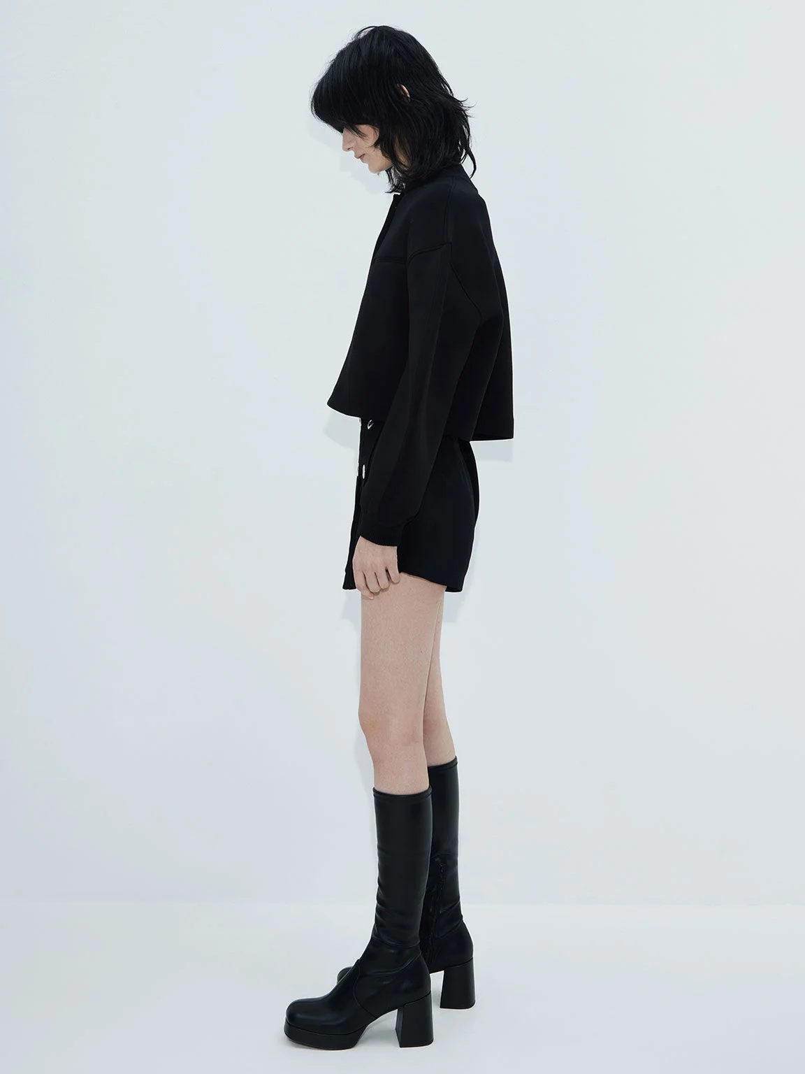 Evie Platform Block-Heel Knee-High Boots - Black