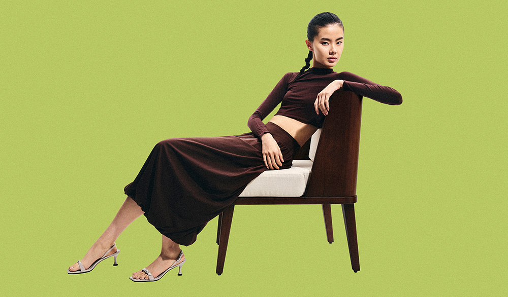 Women’s buckled slingback kitten heels in light grey (close up) - CHARLES & KEITH