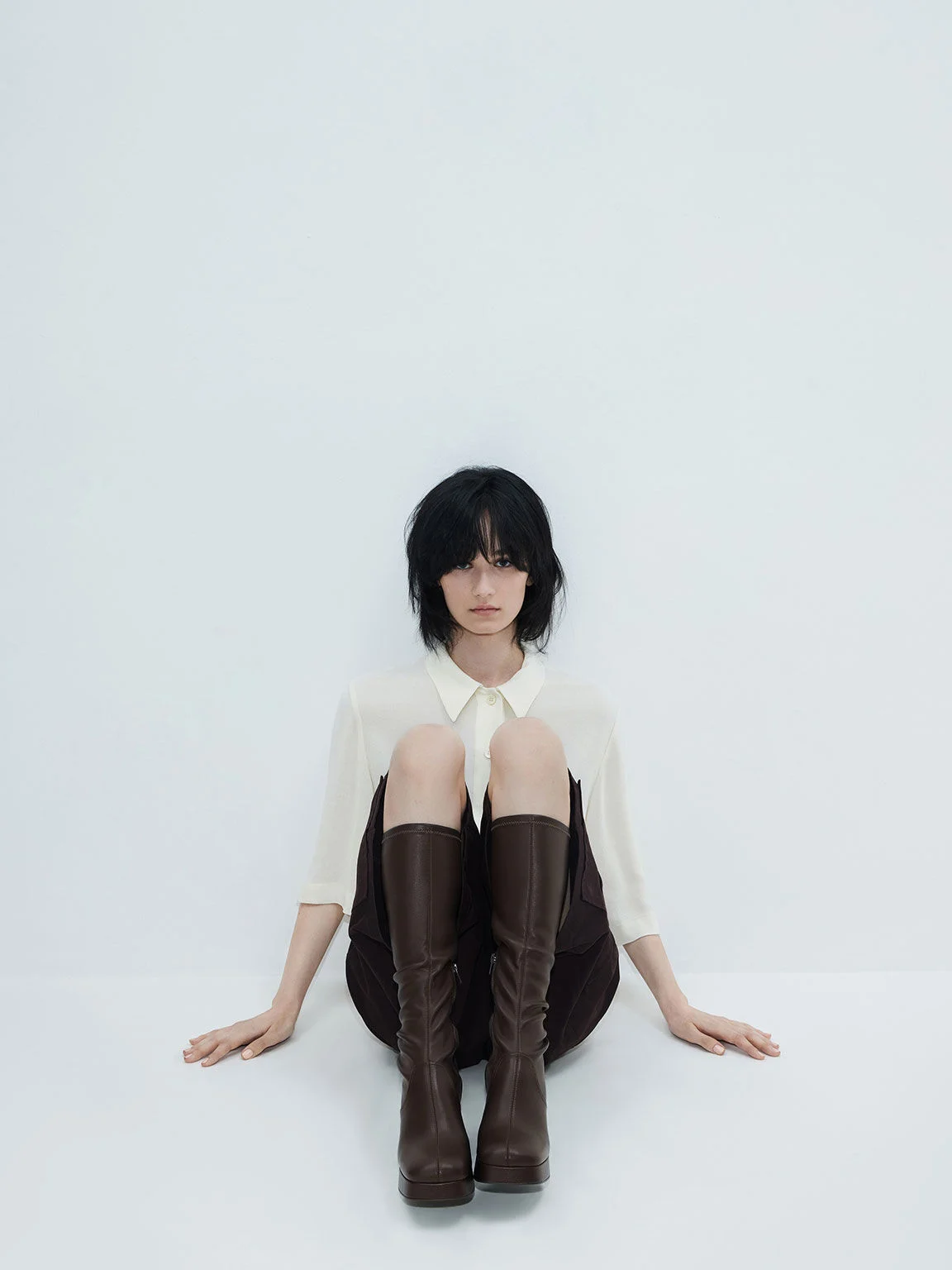 Evie Platform Block-Heel Knee-High Boots - Dark Brown