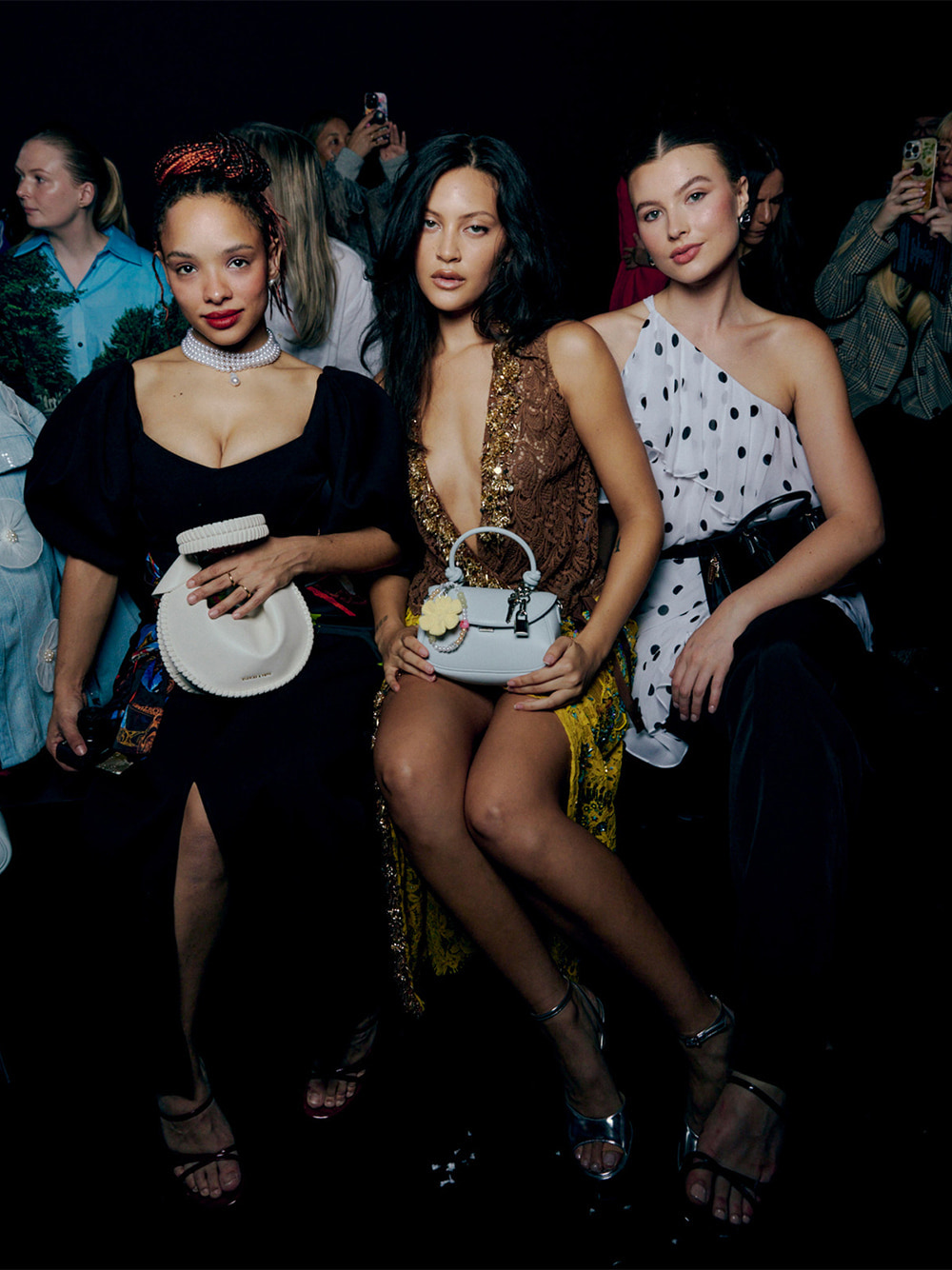 Women’s Blume braided curved hobo bag, Sammie knotted-handle front-flap bag and mini Kerry tote bag, as seen on Sisi Stringer, Hailey Prats and Lilian May Wells - CHARLES & KEITH