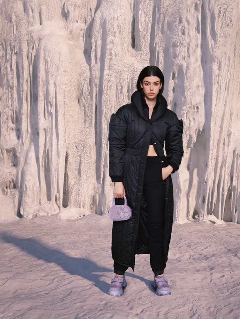 Women’s nylon ruched mini bag and recycled polyester knotted platform mules  – CHARLES & KEITH