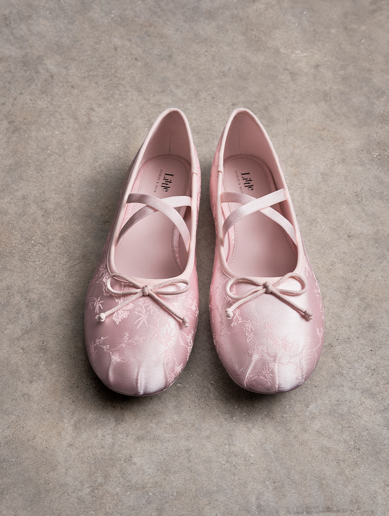 Girls' Crossover-Strap Ballet Flats in light pink - CHARLES & KEITH