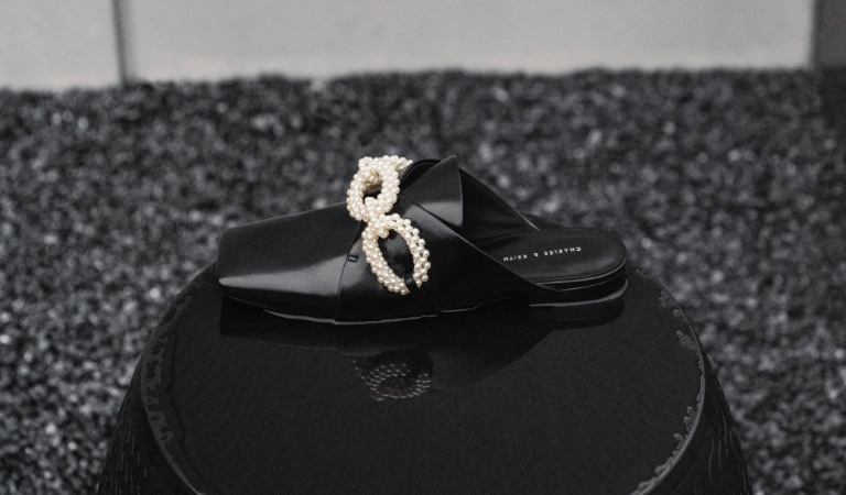 Women’s Perline beaded loafer mules (close up) - CHARLES & KEITH