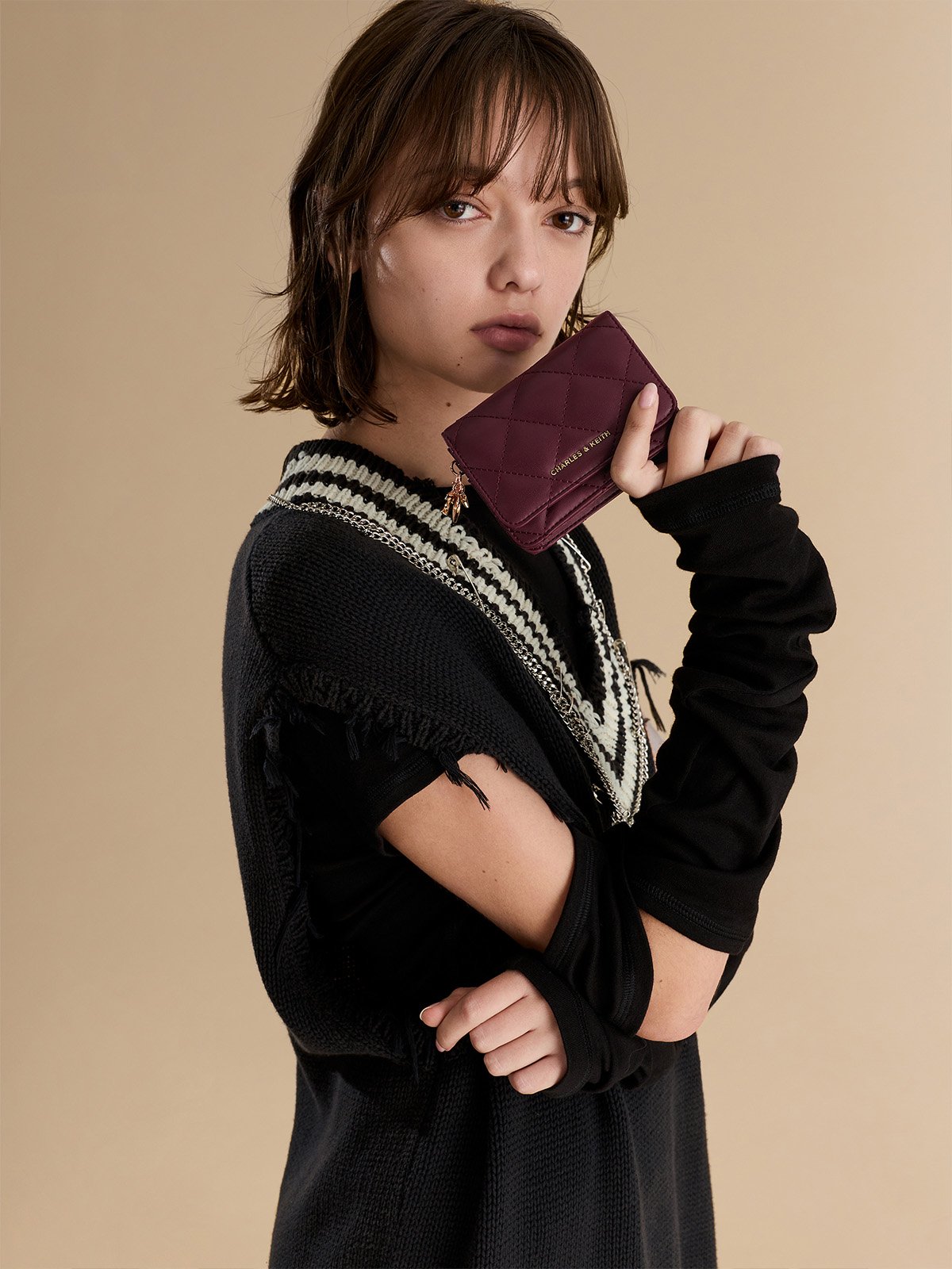 Larsen Buckle-Strap Hobo Bag - Noir - CHARLES & KEITH