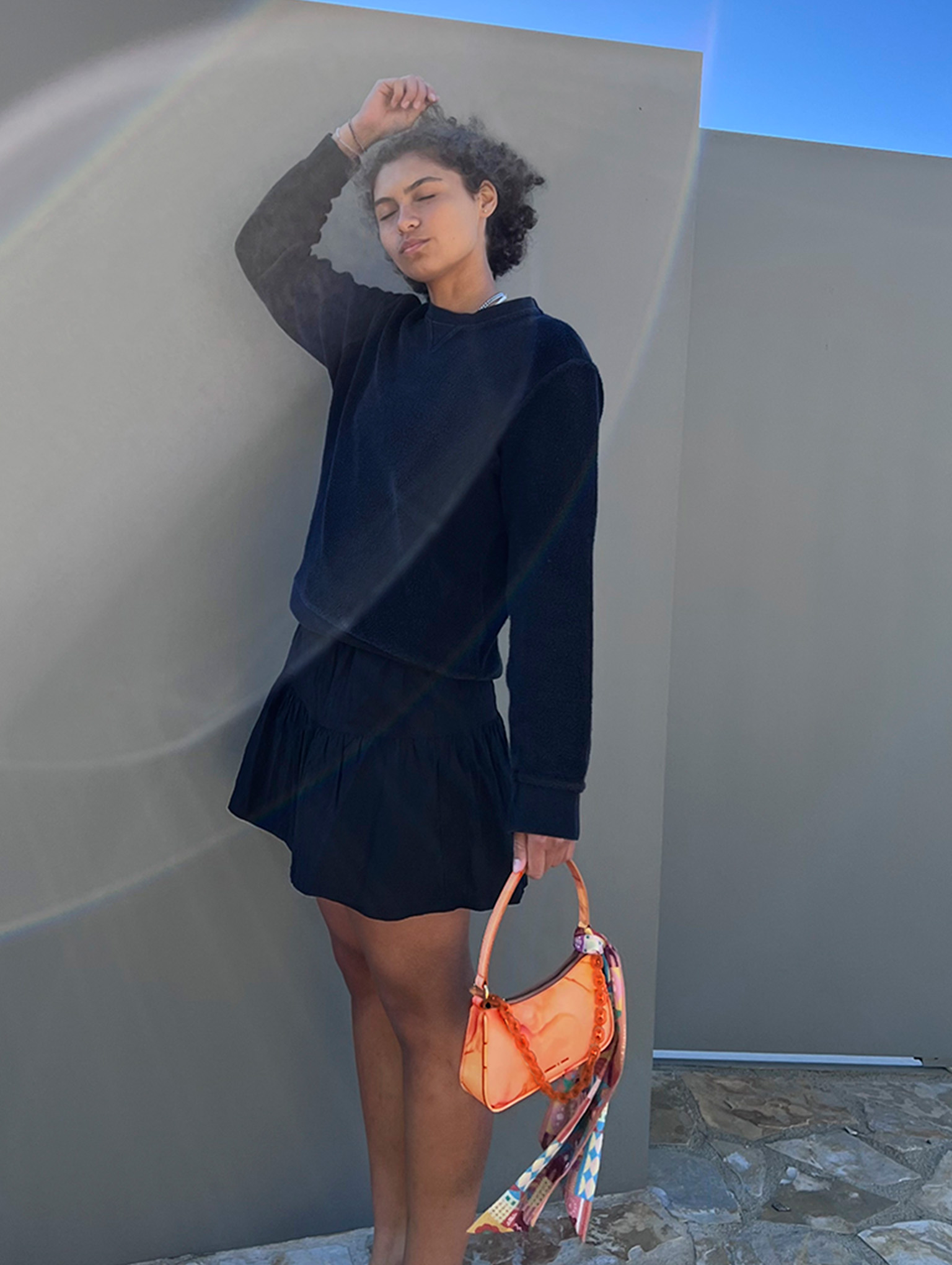 Women’s Alcott Scarf Chain-Link Shoulder Bag in dark moss and pumpkin - CHARLES & KEITH