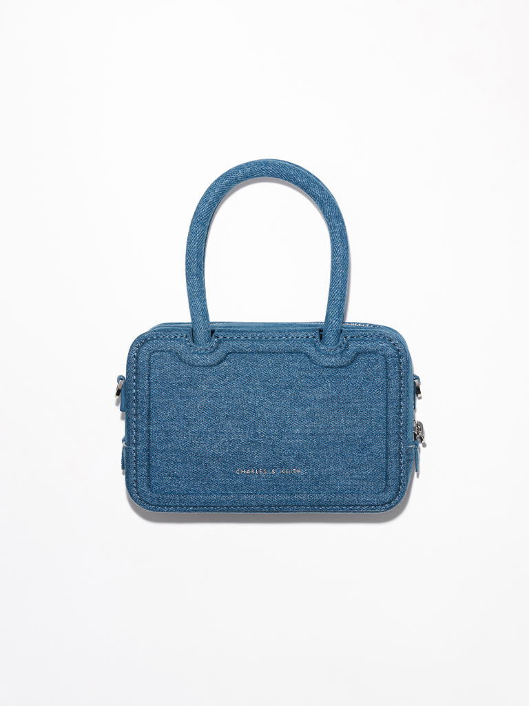 Perline Denim Elongated Tote Bag - CHARLES & KEITH