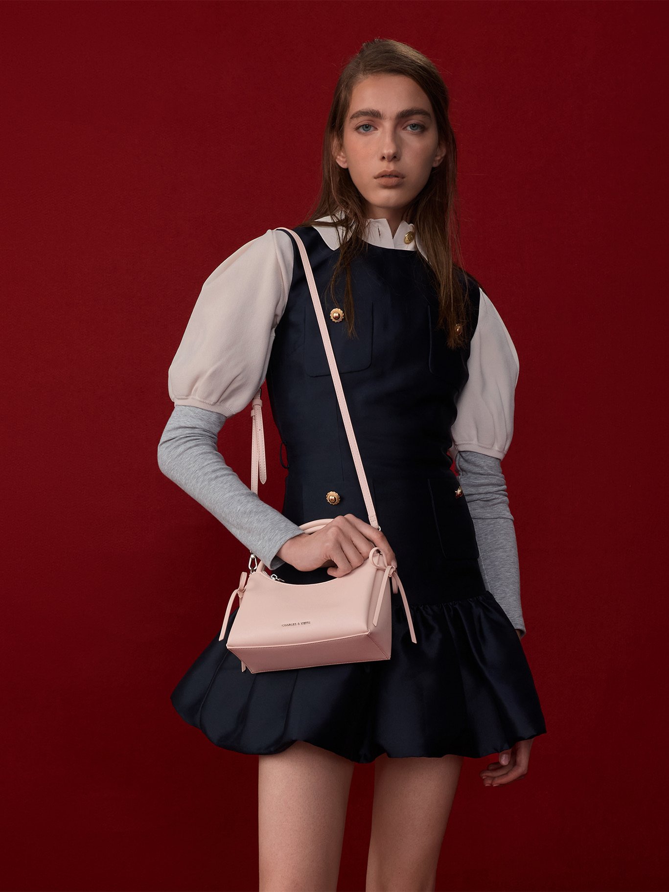 Soft Pink Paffuto Quilted Heart Crossbody Bag - CHARLES & KEITH