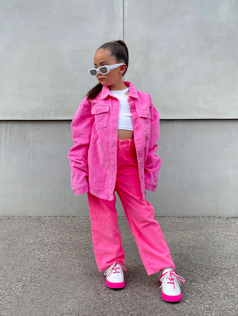 Girls' Two-Tone Lace-Up Sneaker Mules in fuchsia   – CHARLES & KEITH