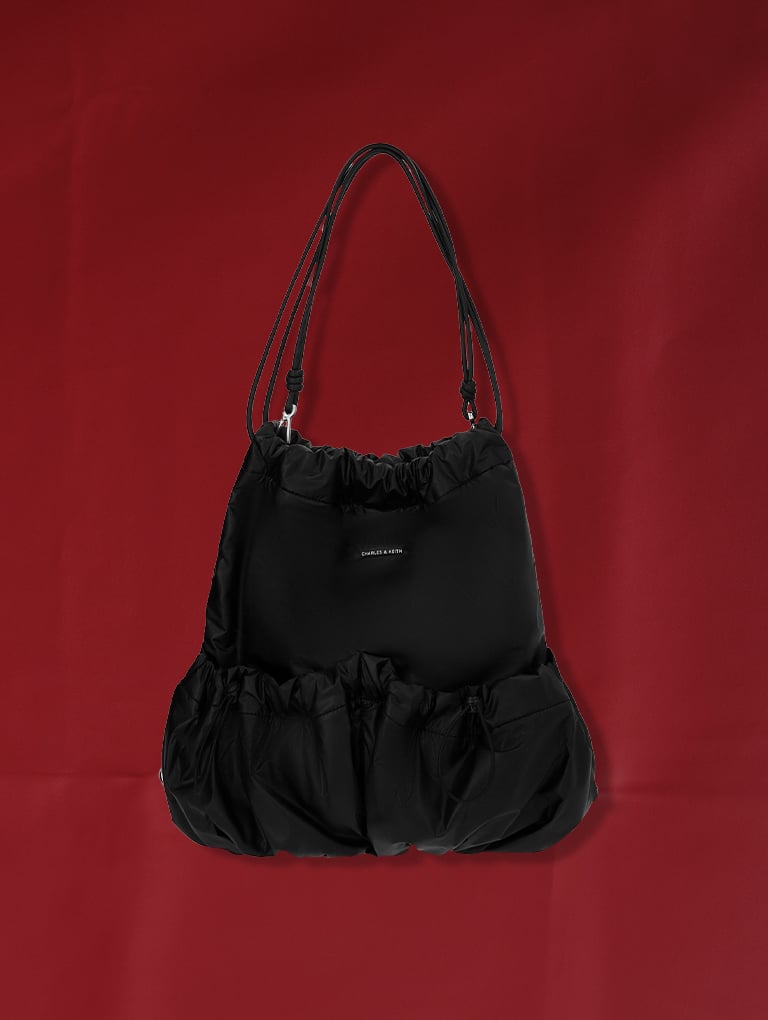 Women’s Maisy Ruched Drawstring Backpack in noir