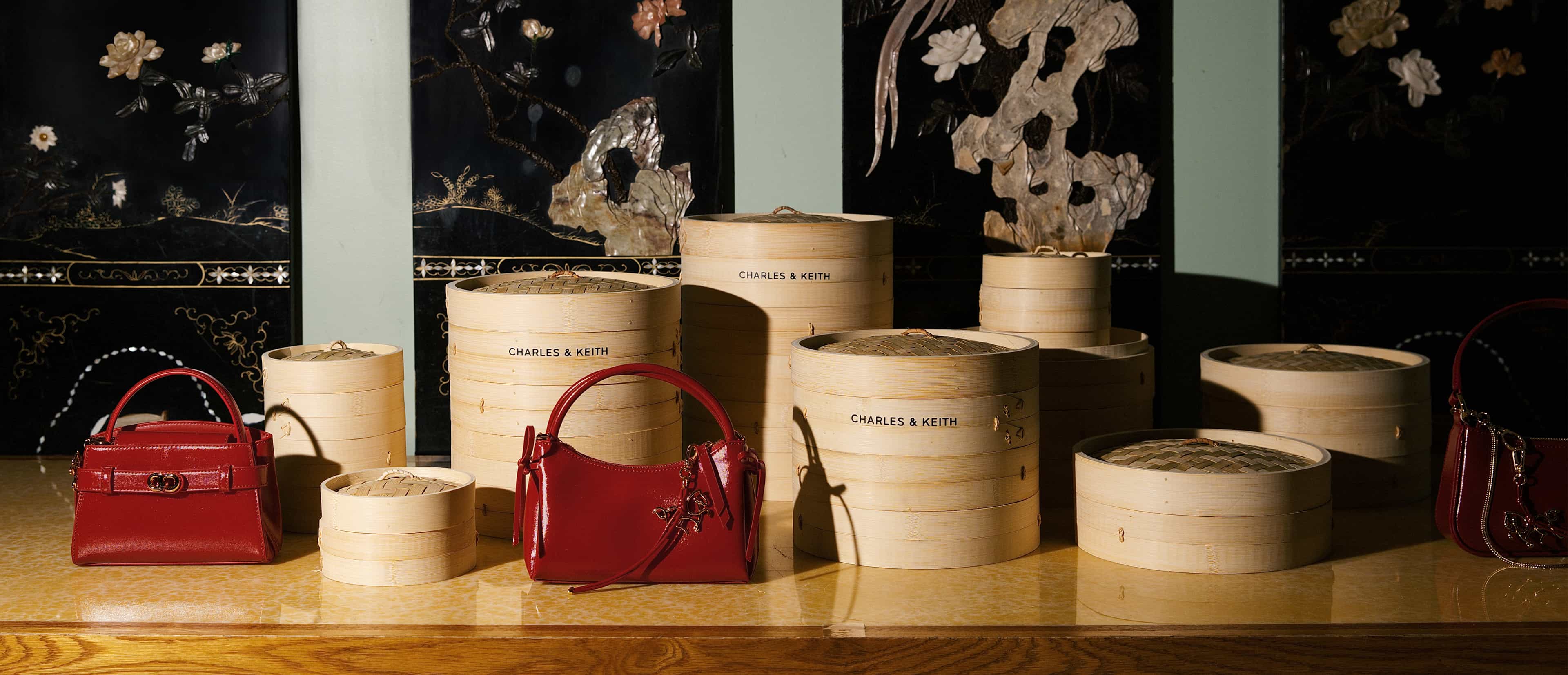 Aubrielle Horse-Motif Top Handle Bag and Hazel Bow Horse-Motif Top Handle Bag, both in red - CHARLES & KEITH