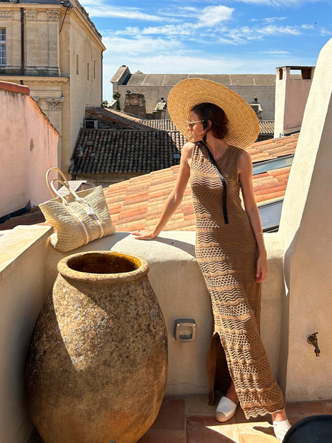 Women’s ankle-strap espadrille flats and striped handles raffia tote bag, as seen on Valentine Barabuffi - CHARLES & KEITH