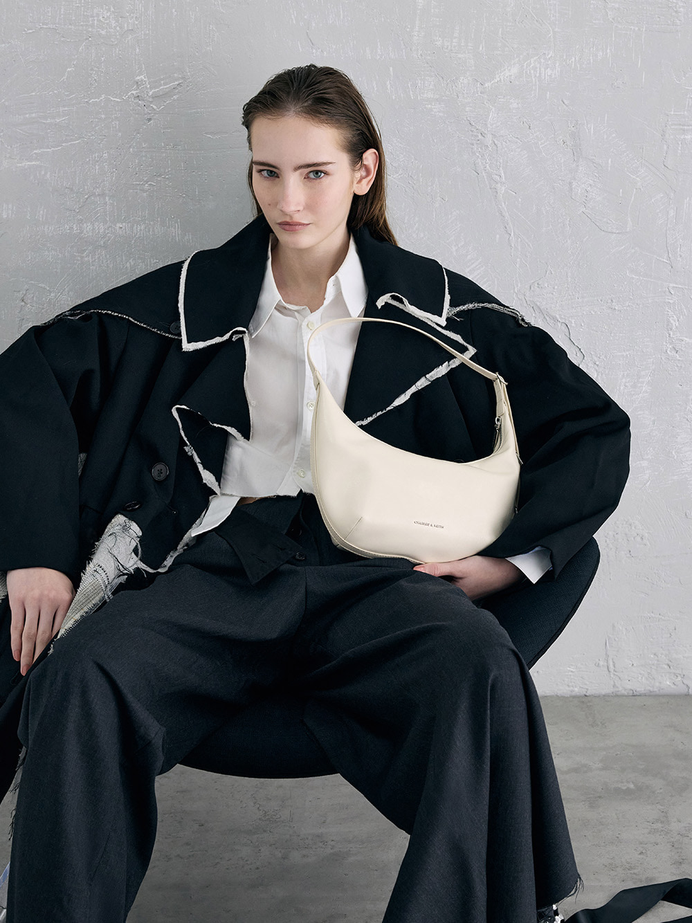 Women’s Bryna Curved Hobo Bag in cream - CHARLES & KEITH