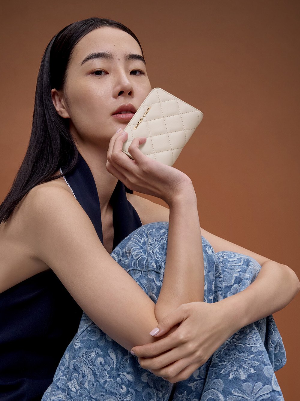 Women’s Alva quilted zip-around wallet in cream - CHARLES & KEITH