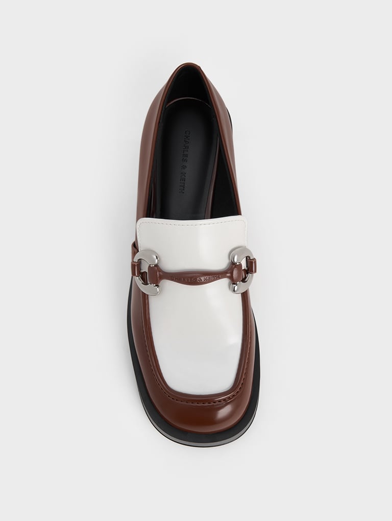 Women’s Catelaya two-tone metallic accent loafer pumps in dark brown – CHARLES & KEITH