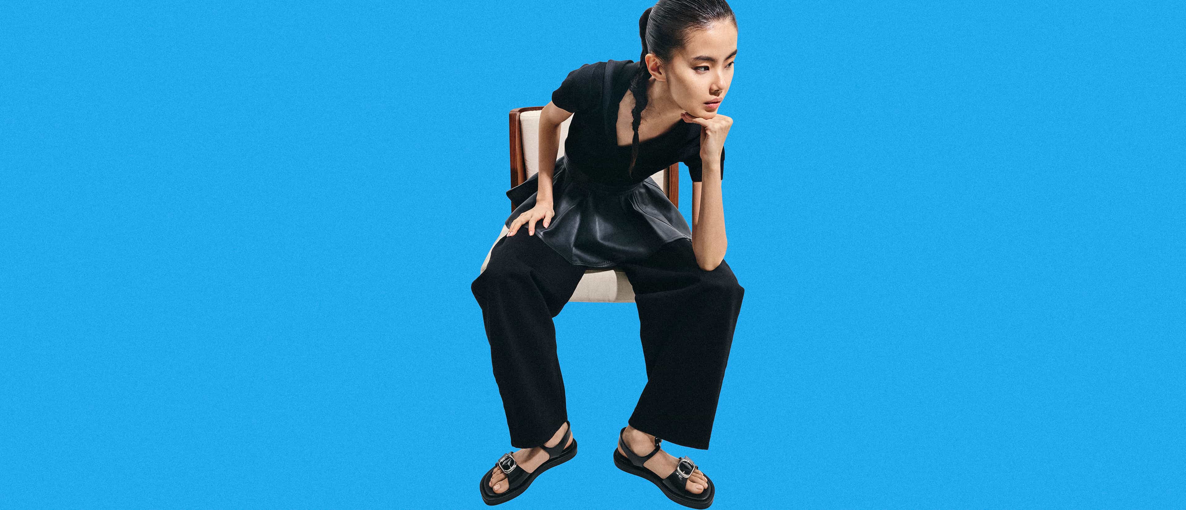 Women's Buckled Slingback Sandals in black - CHARLES & KEITH