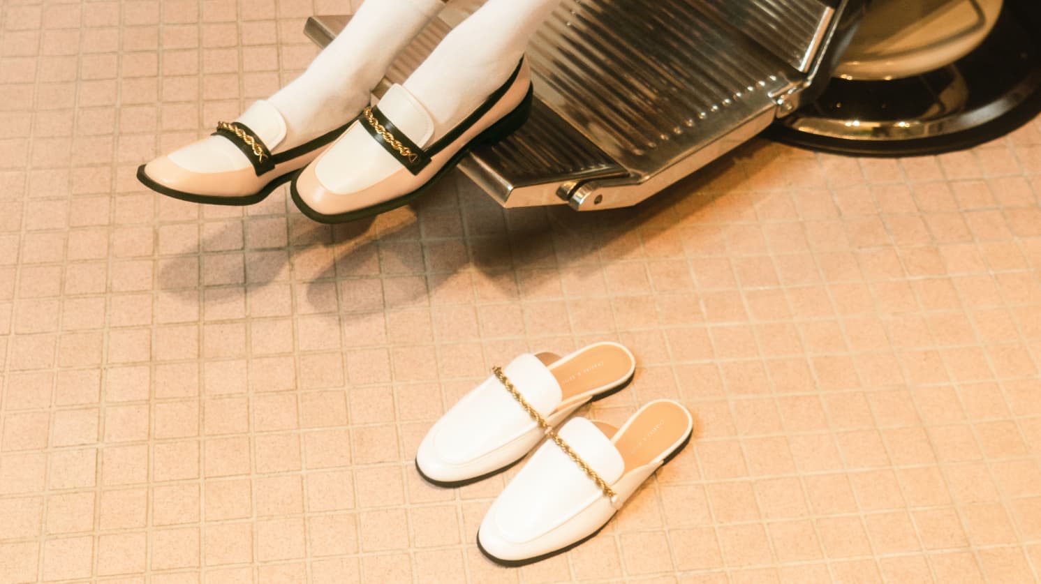 Women’s metallic accent mule flats and metallic accent penny loafers – CHARLES & KEITH