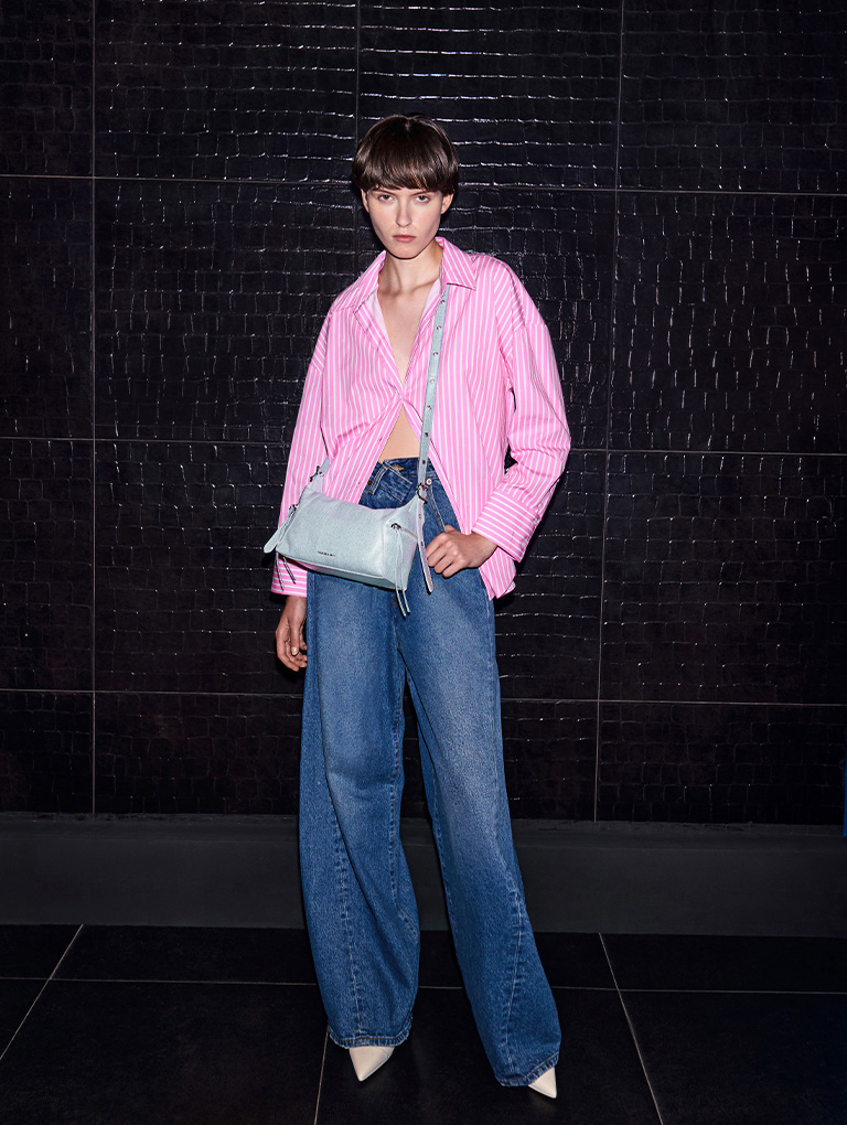 Xylia Denim Shoulder Bag in denim blue – CHARLES & KEITH