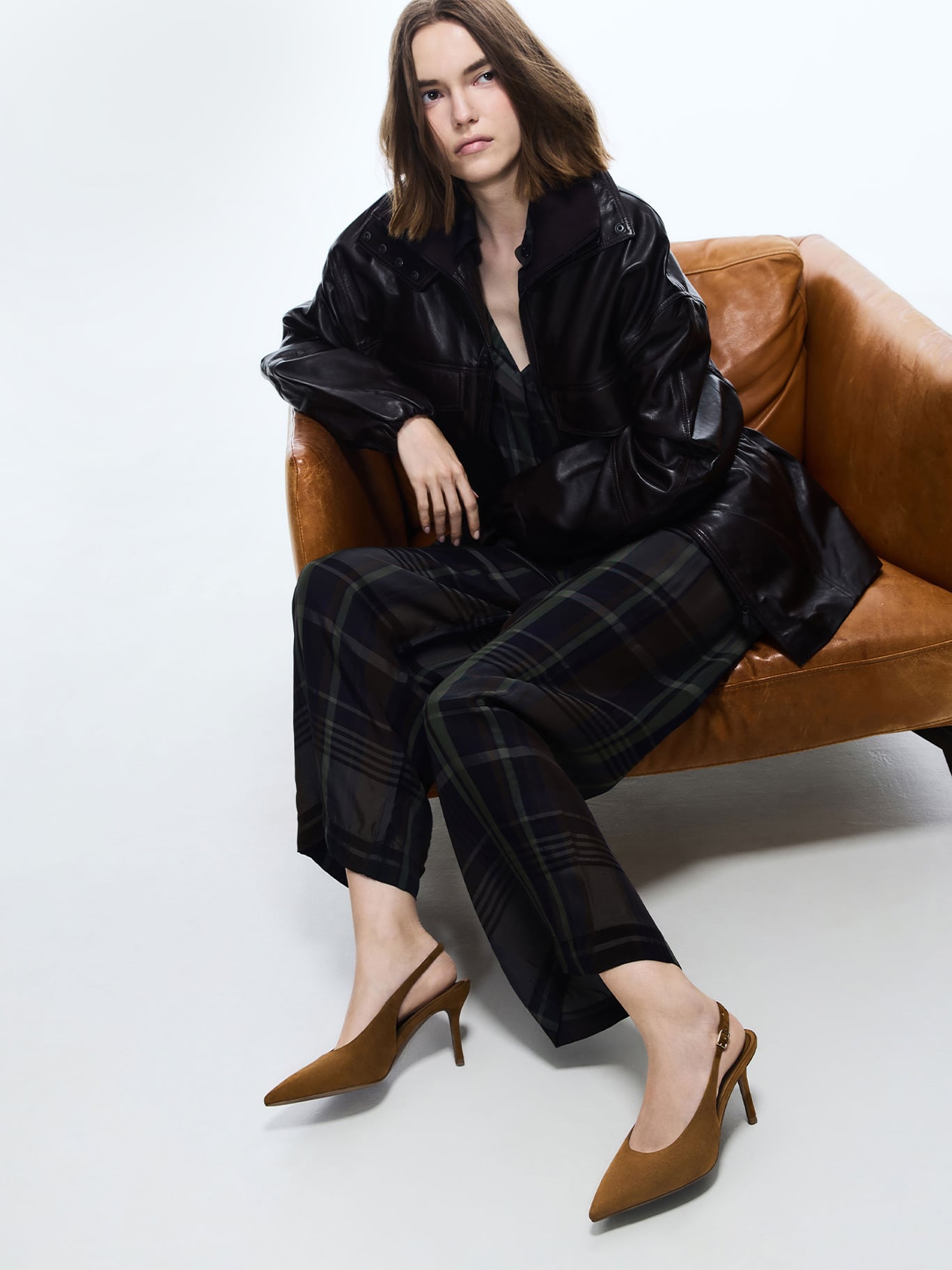 Camel Emelia Faux Suede Slingback Pumps  - CHARLES & KEITH