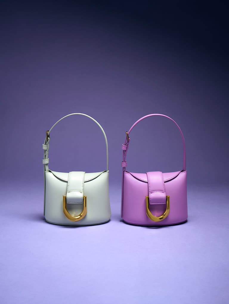 Gabine Bucket Bag in mint green and violet - CHARLES & KEITH