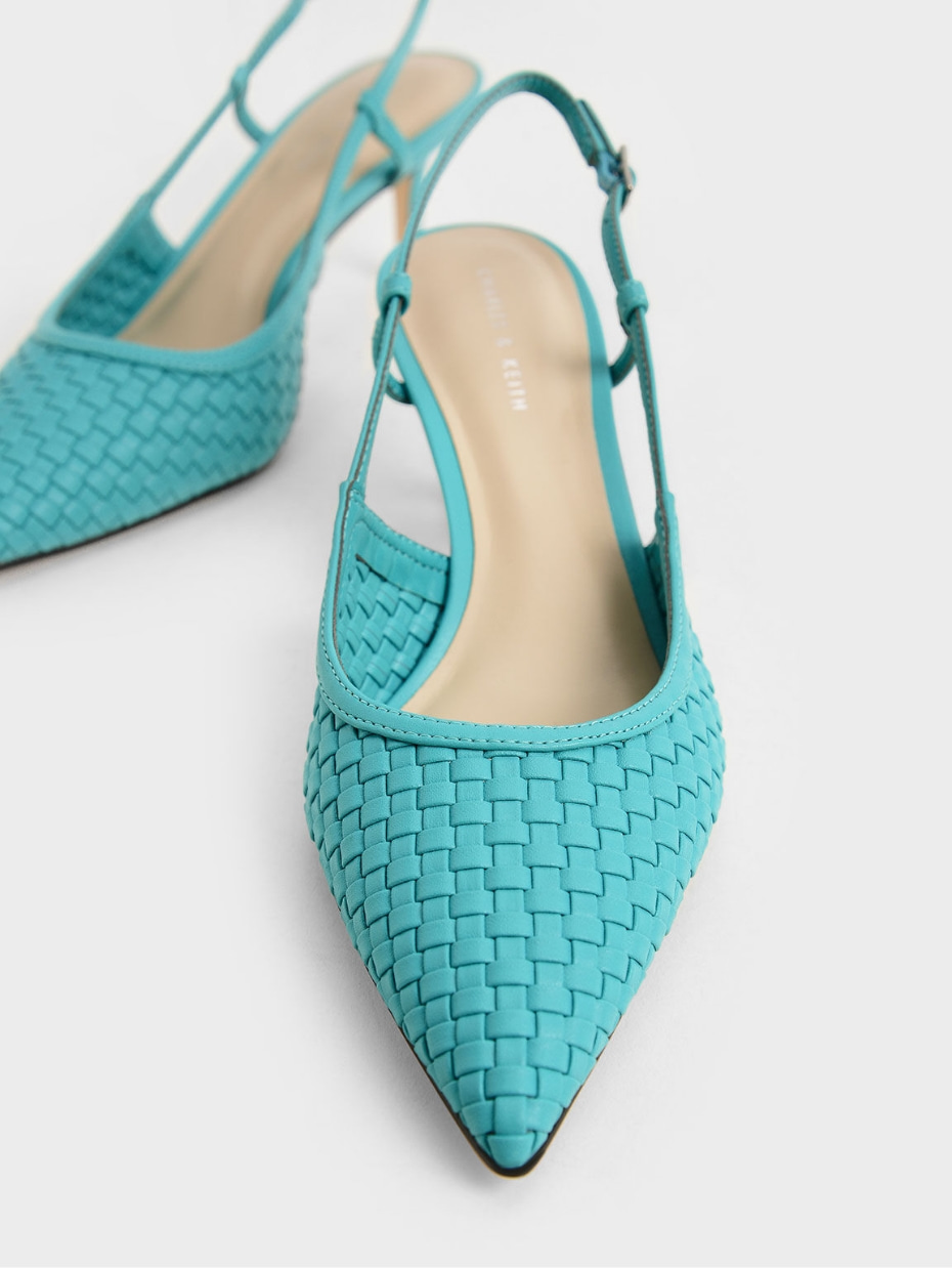 Women’s woven slingback pumps in turquoise - CHARLES & KEITH