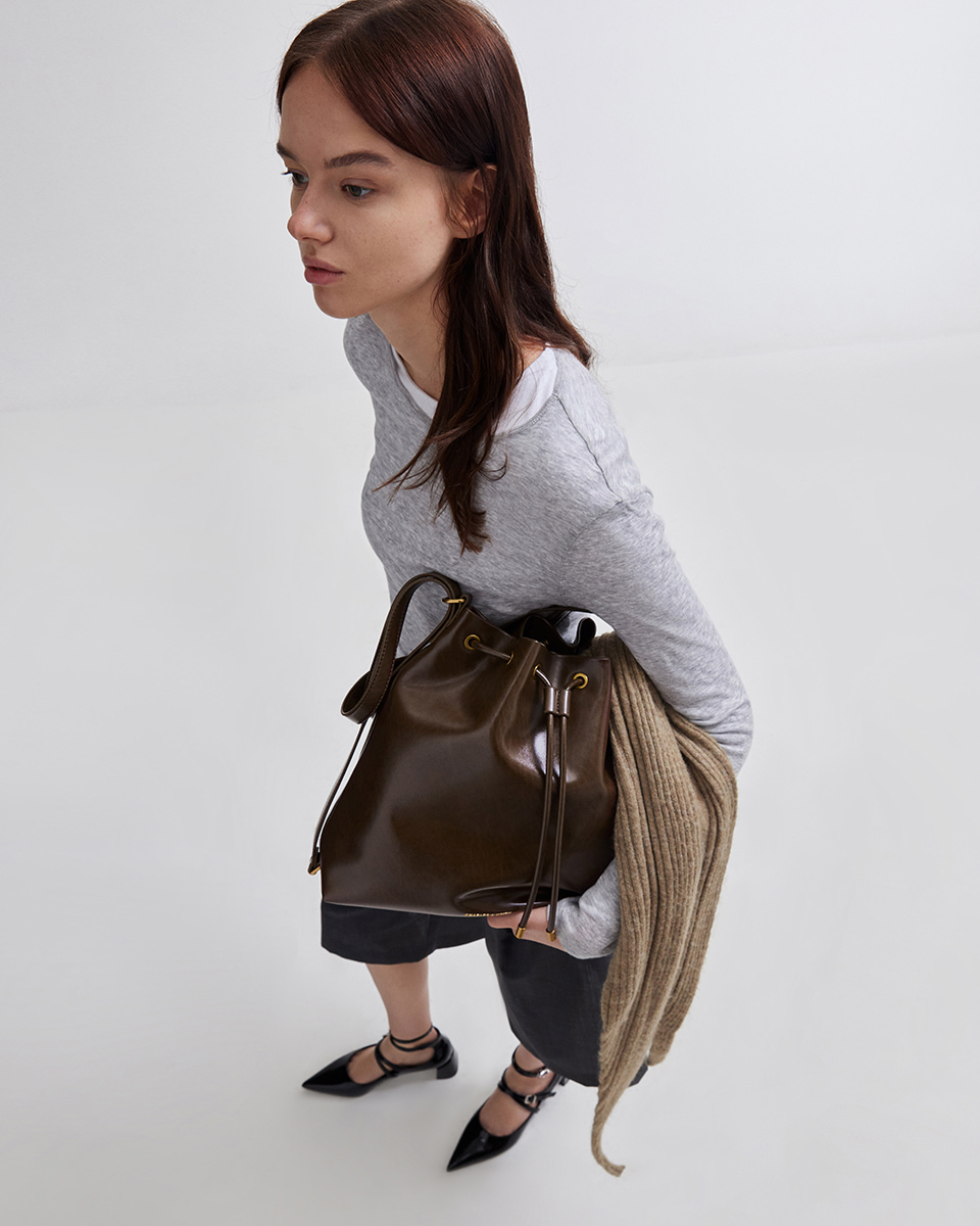 Women’s Neva two-way bucket bag in dark brown  - CHARLES & KEITH