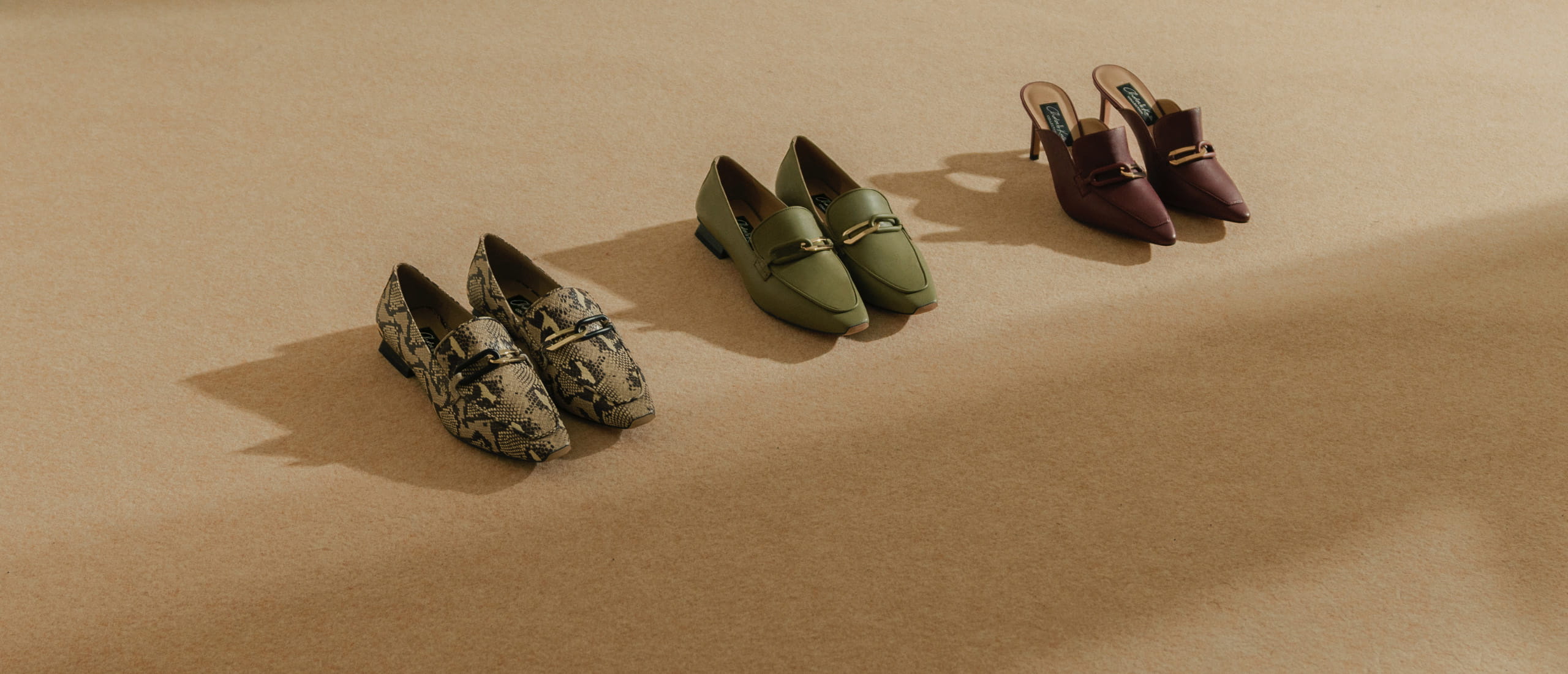 Women’s embellished leather mules, embellished leather loafers and snake print embellished leather loafers – CHARLES & KEITH