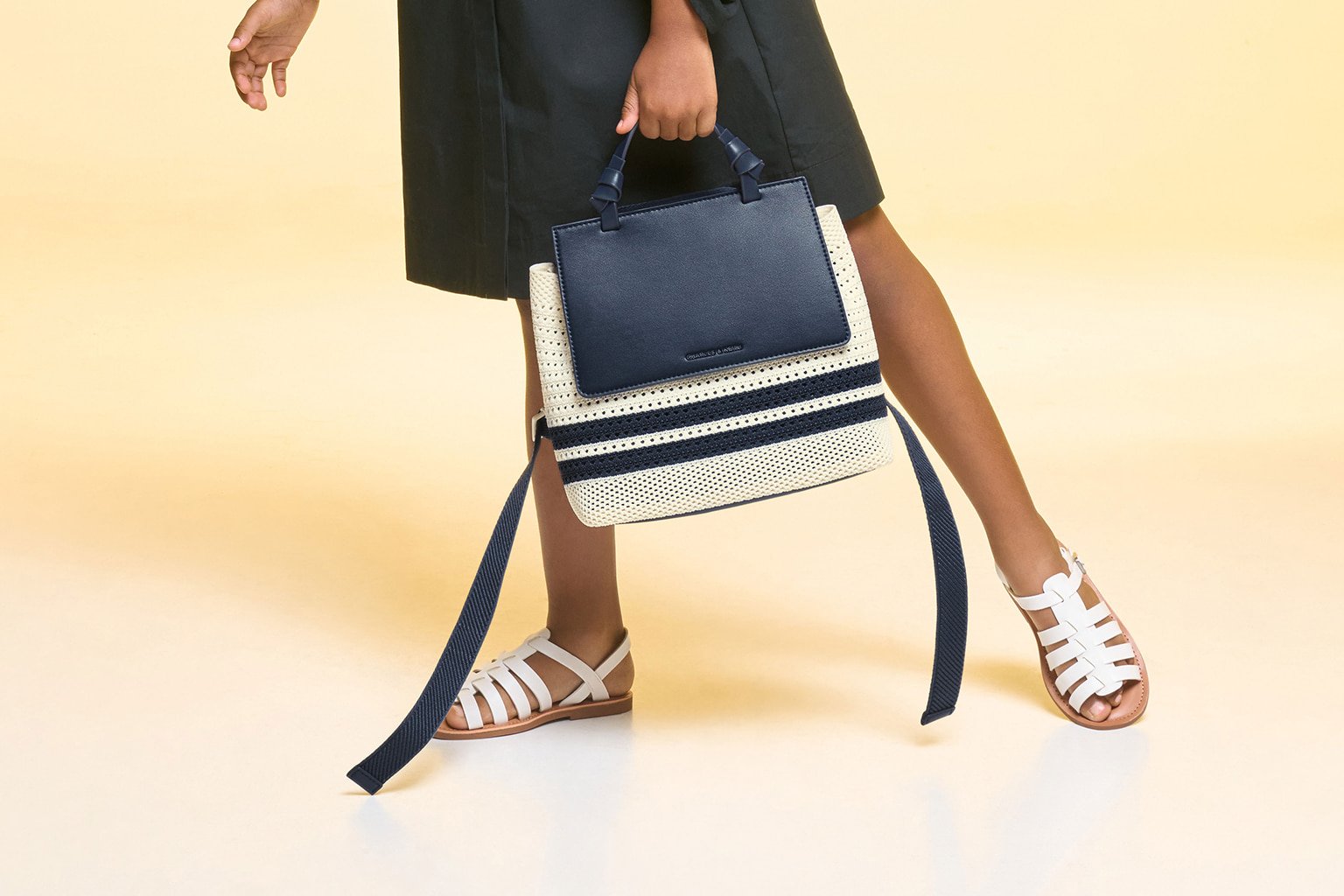 Girls’ Ida knitted front flap backpack in blue - CHARLES & KEITH