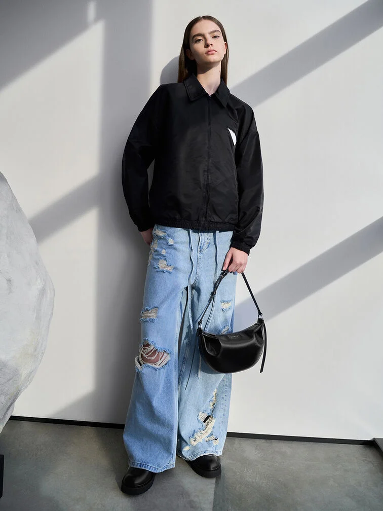 Women’s Calla Half-Moon Bag in Noir - CHARLES & KEITH